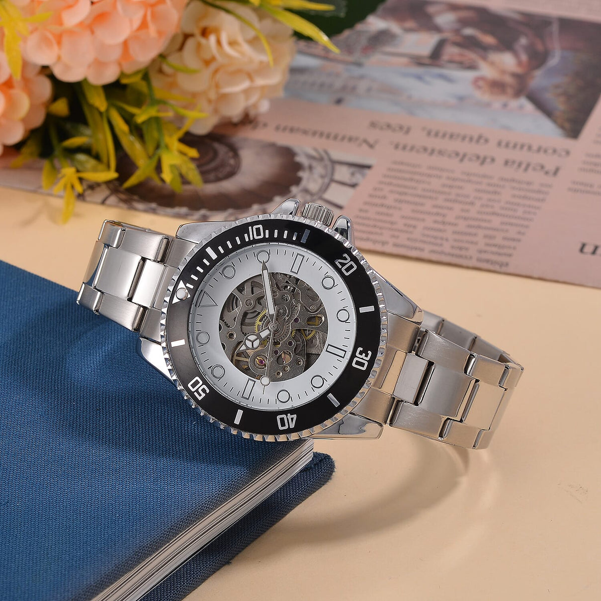 GENOA TIME V2 Automatic Watch with White Dial and Stainless Steel Strap 7817497 1