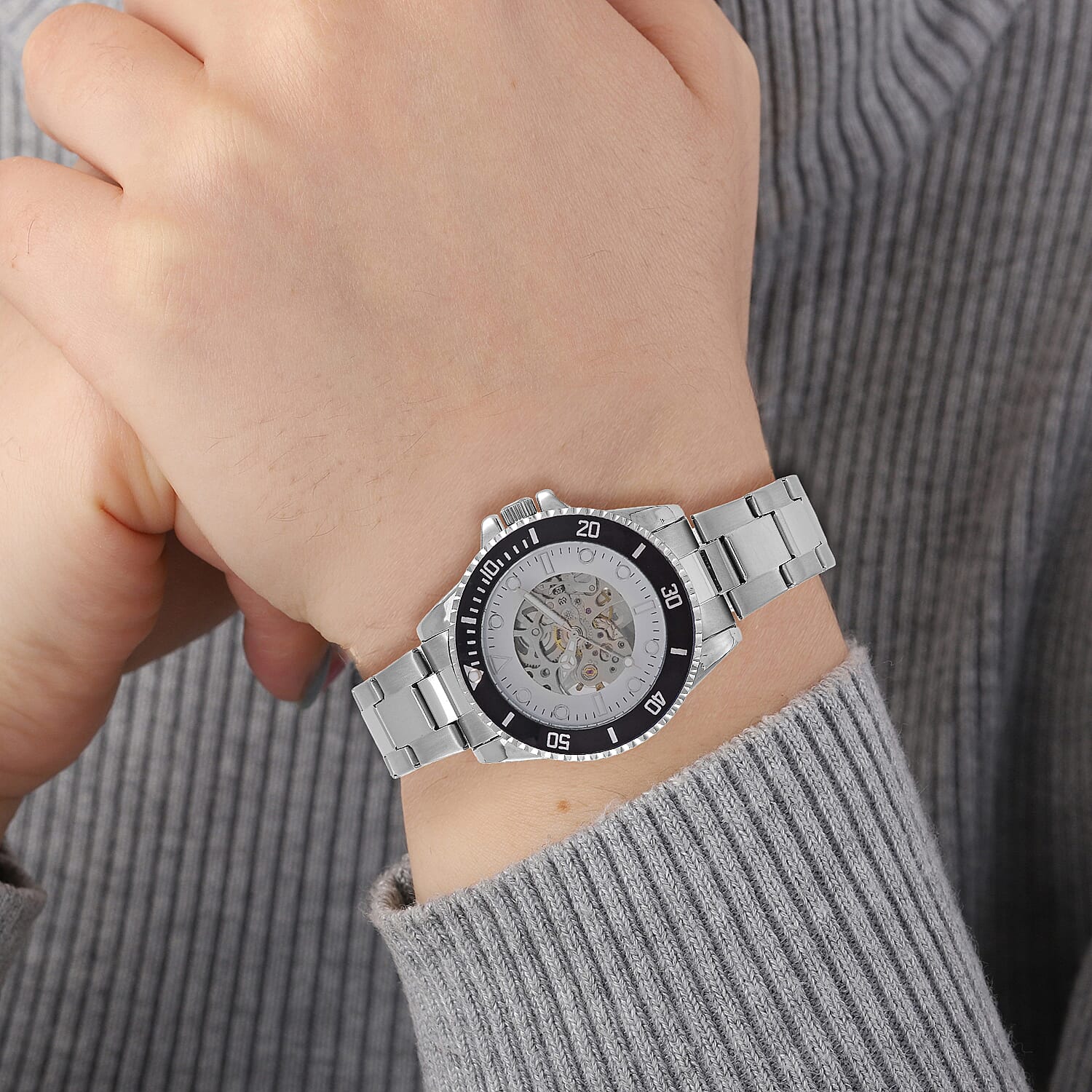 GENOA TIME V2 Automatic Watch with White Dial and Stainless Steel Strap 7817497 2
