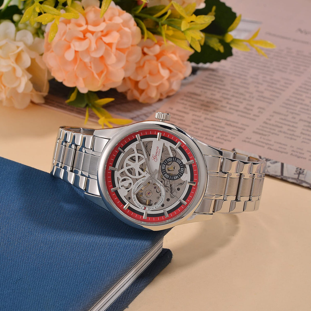 Limited Edition - Genoa Time V2 Automatic Movt, Skeleton Dial Crystal Studded Watch 7829466 2