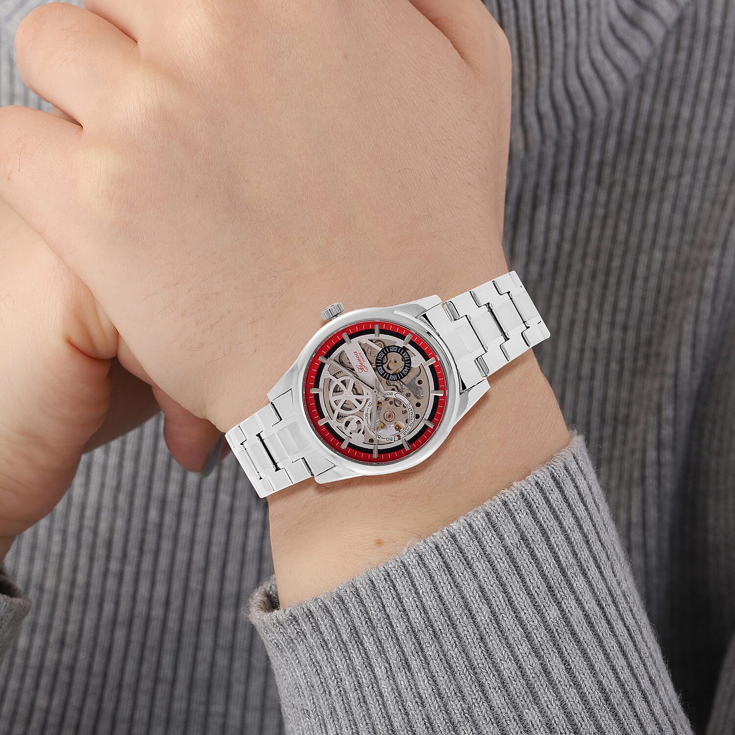 Limited Edition - Genoa Time V2 Automatic Movt, Skeleton Dial Crystal Studded Watch 7829466 3