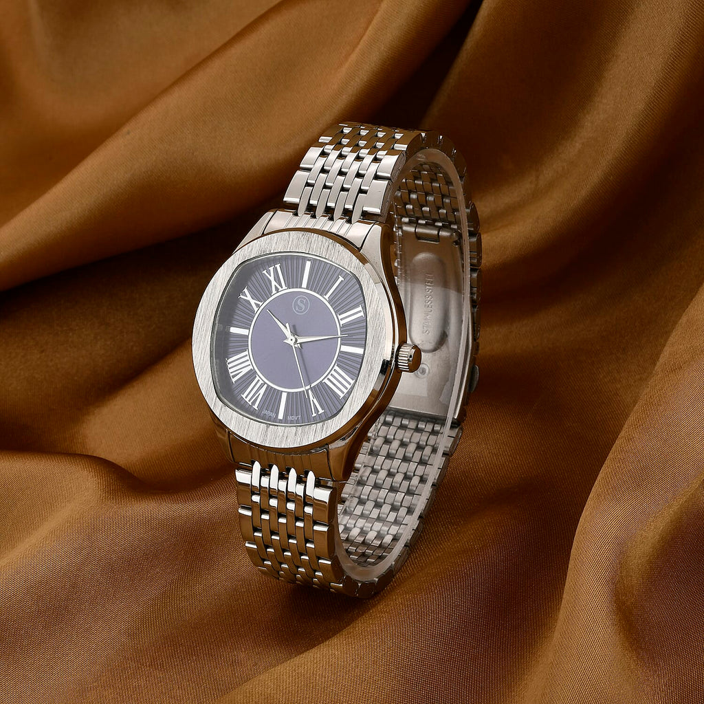 STRADA Japanese Movement Water Resistant Blue Sunshine Hydraulic Dial Watch with Stainless Steel Strap