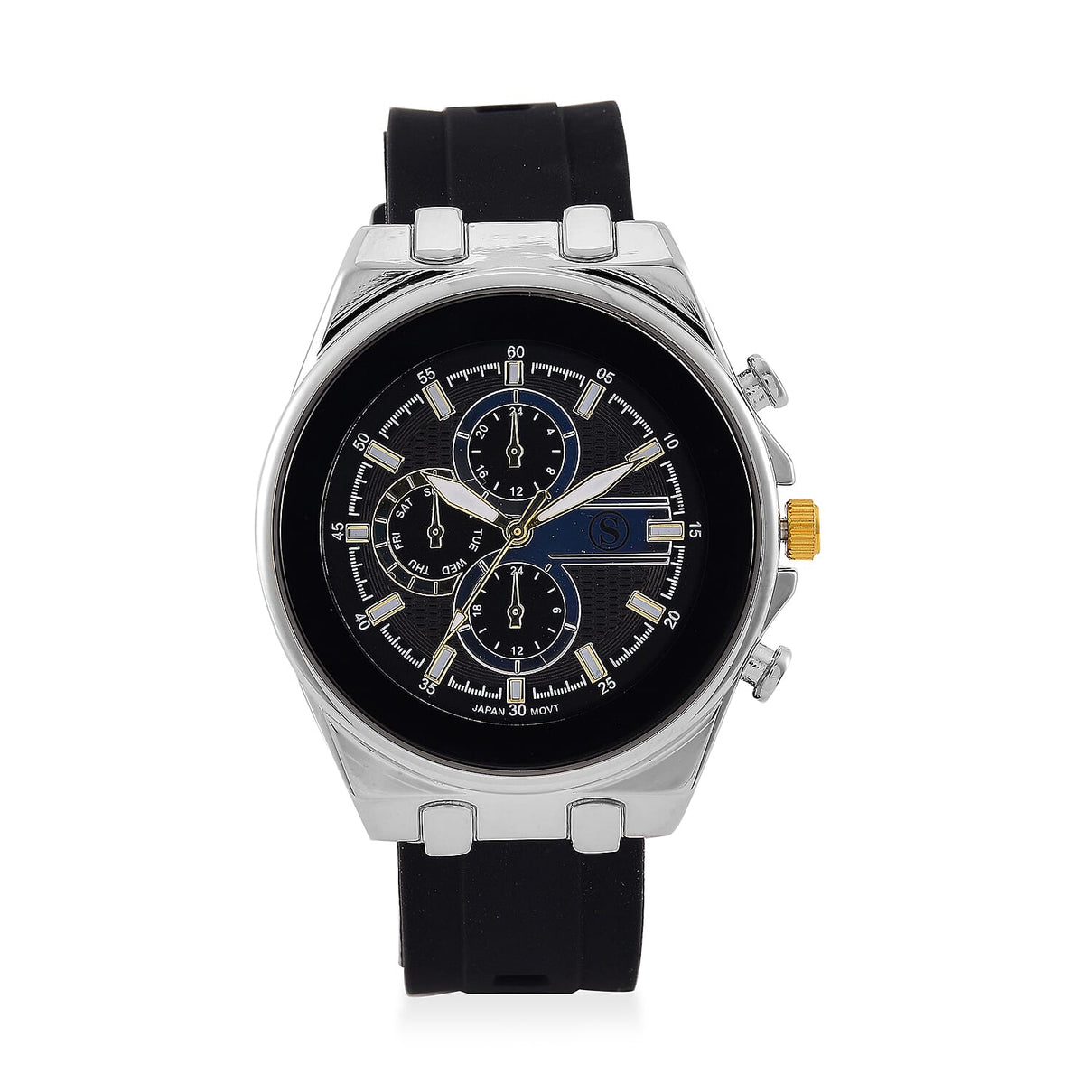 STRADA Japanese Movement Water Resistant Hydraulic Dial Watch with Black Colour Silicone Strap 8030681 0