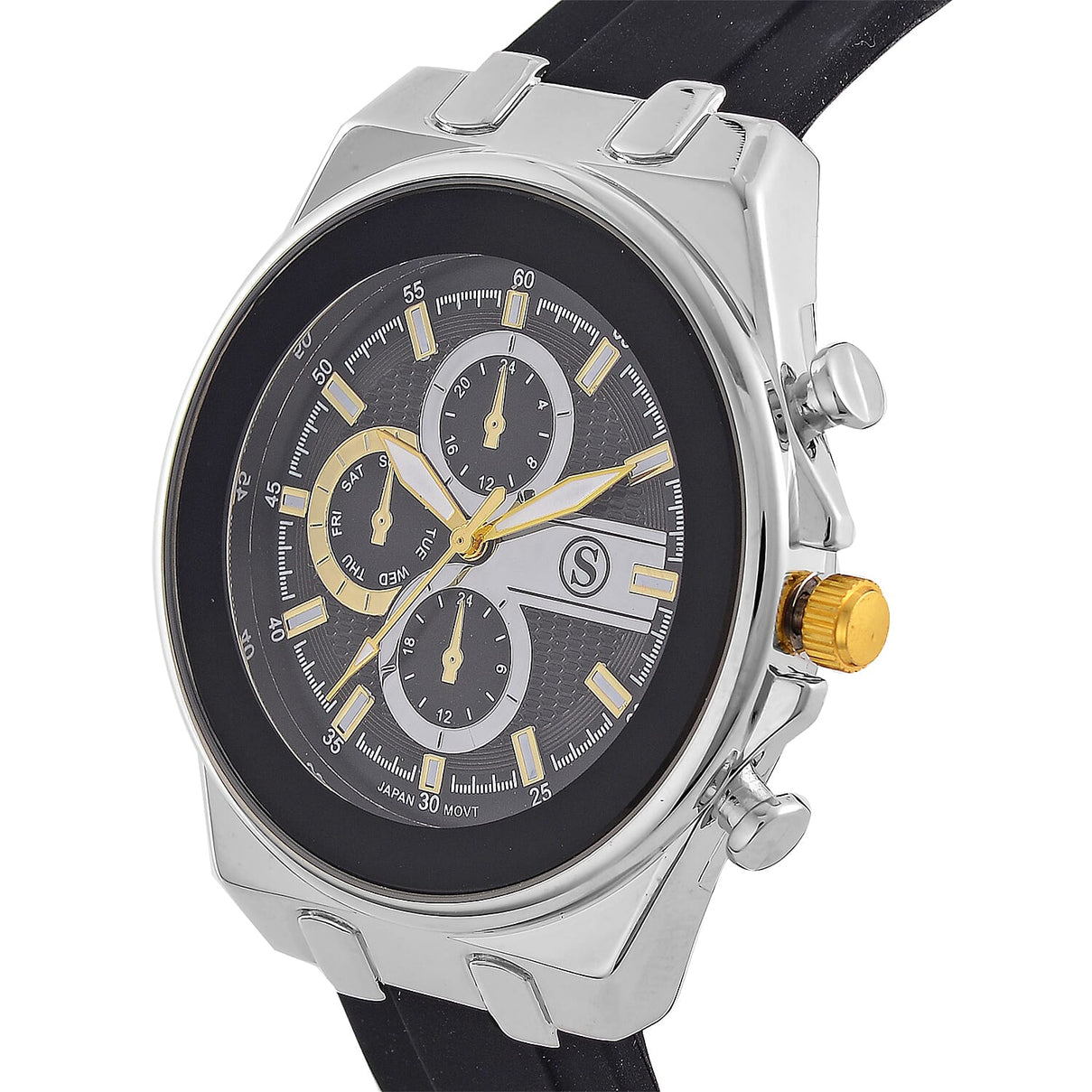 STRADA Japanese Movement Water Resistant Hydraulic Dial Watch with Black Colour Silicone Strap 8030681 2