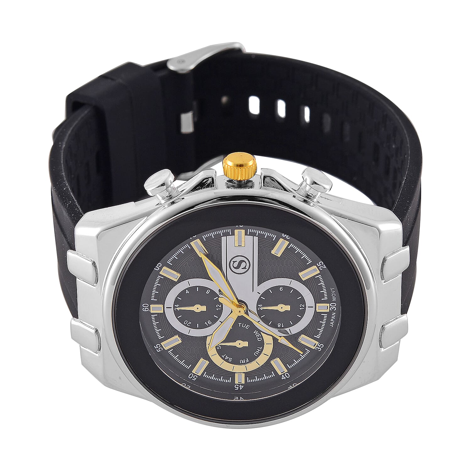 STRADA Japanese Movement Water Resistant Hydraulic Dial Watch with Black Colour Silicone Strap 8030681 3