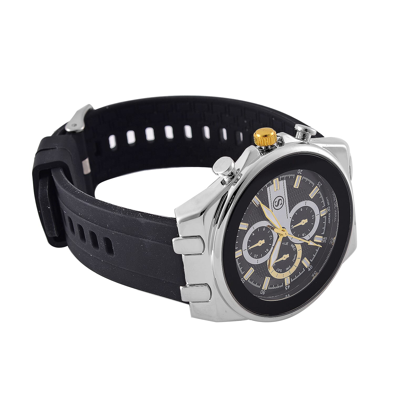 STRADA Japanese Movement Water Resistant Hydraulic Dial Watch with Black Colour Silicone Strap 8030681 4