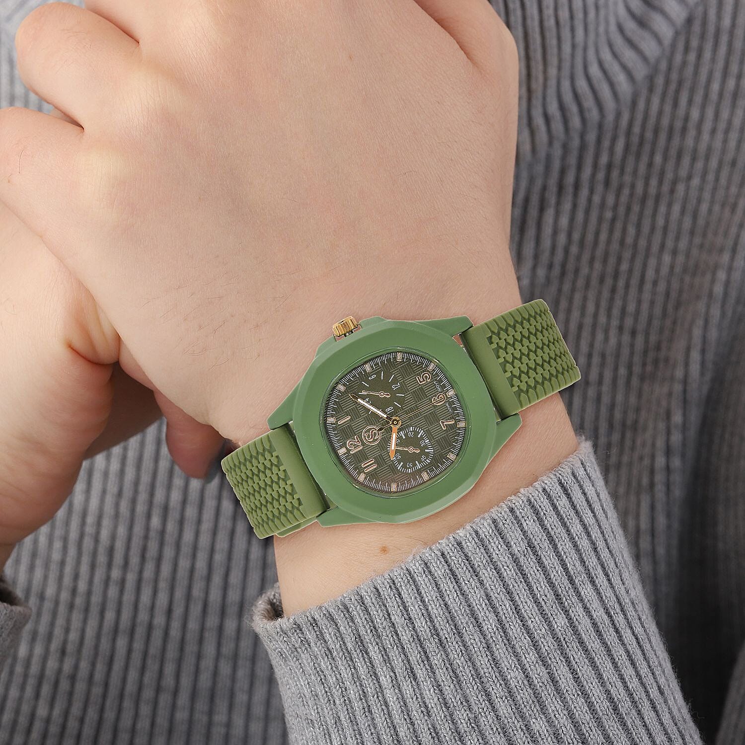 STRADA Japanese Movement Green Analog Watch With Leather Strap and Buckle Fastening 7618294 3