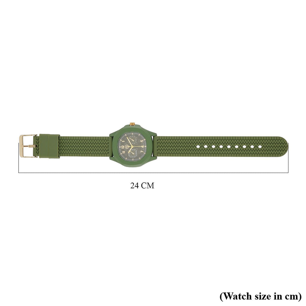 STRADA Japan Movt.  Analog Watch With Green Silicone Strap