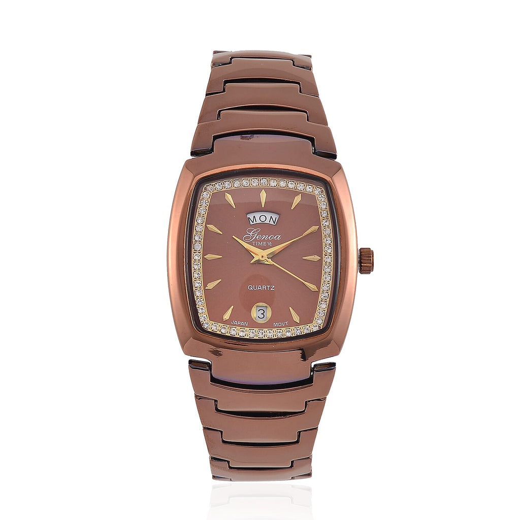 Designer Inspired Closeout Deal  - GENOA Japanese Movement Watch in Stainless Steel - Bronze