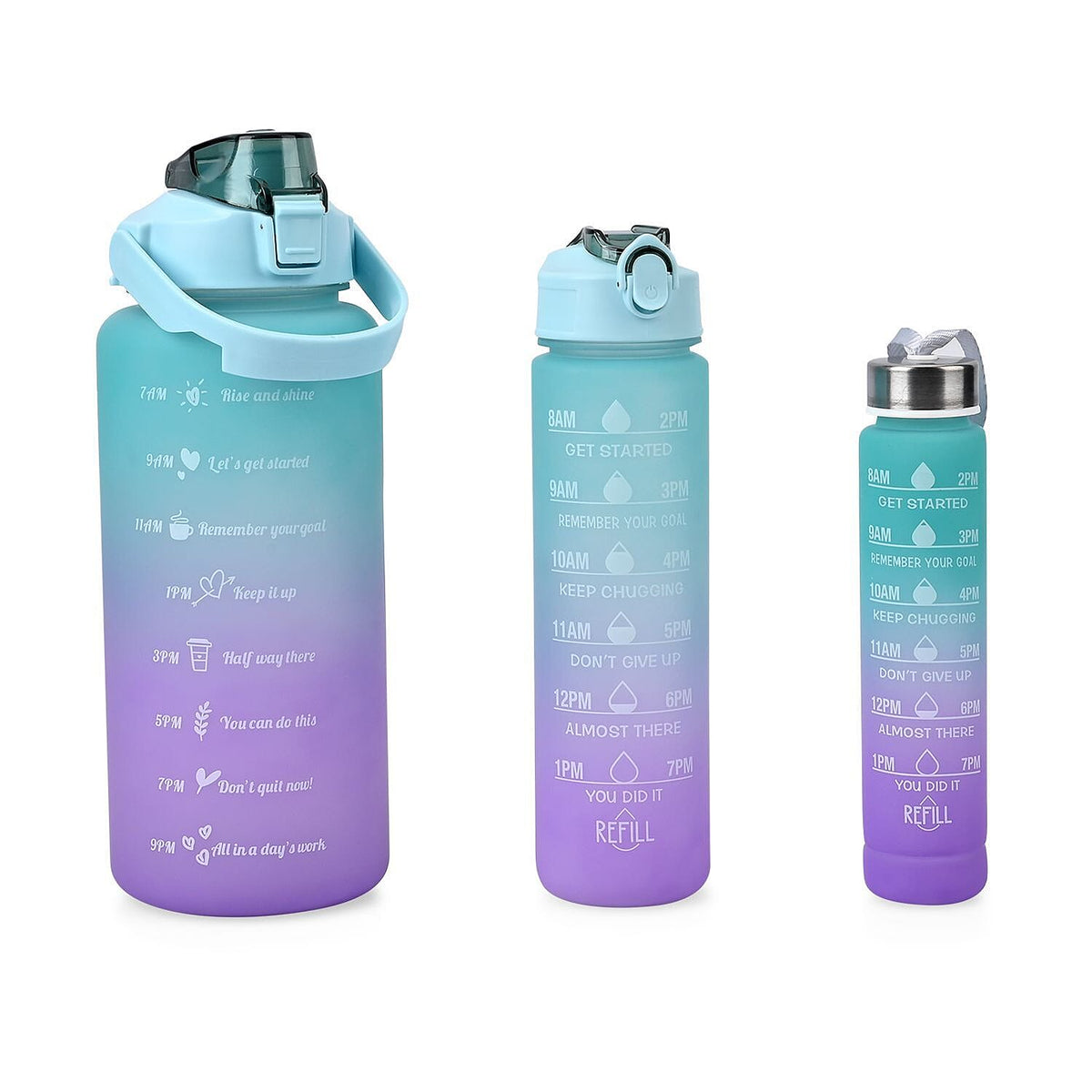 Closeout Deal - Set of 3 Sport Water Bottles with Gradient Colour Design - Blue 7582636 0