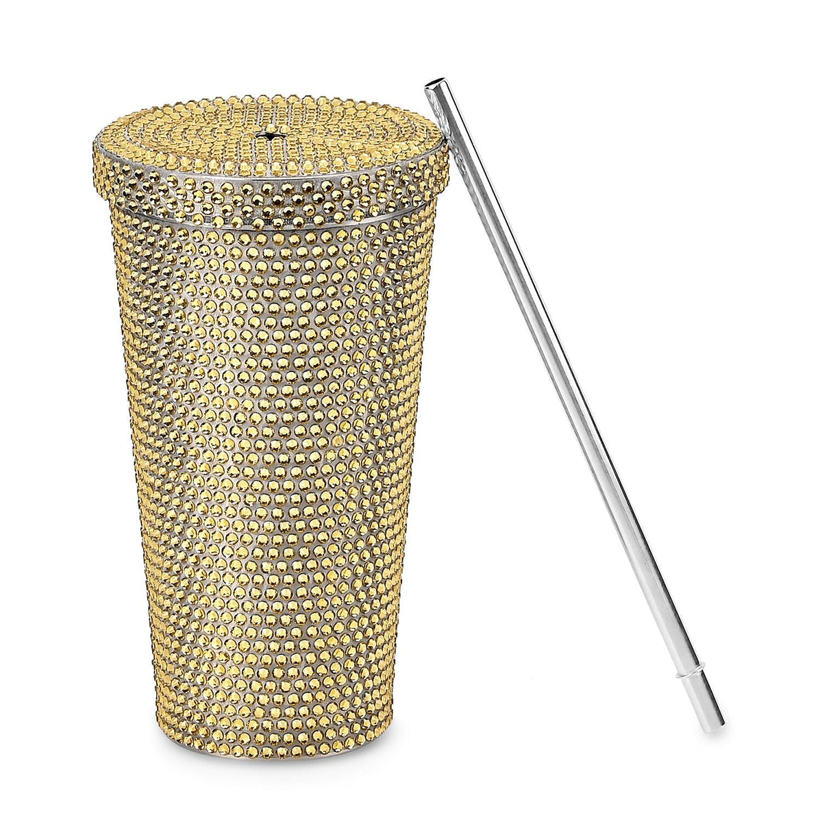 Crystal Encrusted Stainless Steel Insulated Cup with Straw &amp; Lid (Capacity 18oz) - Champagne 7585806 0