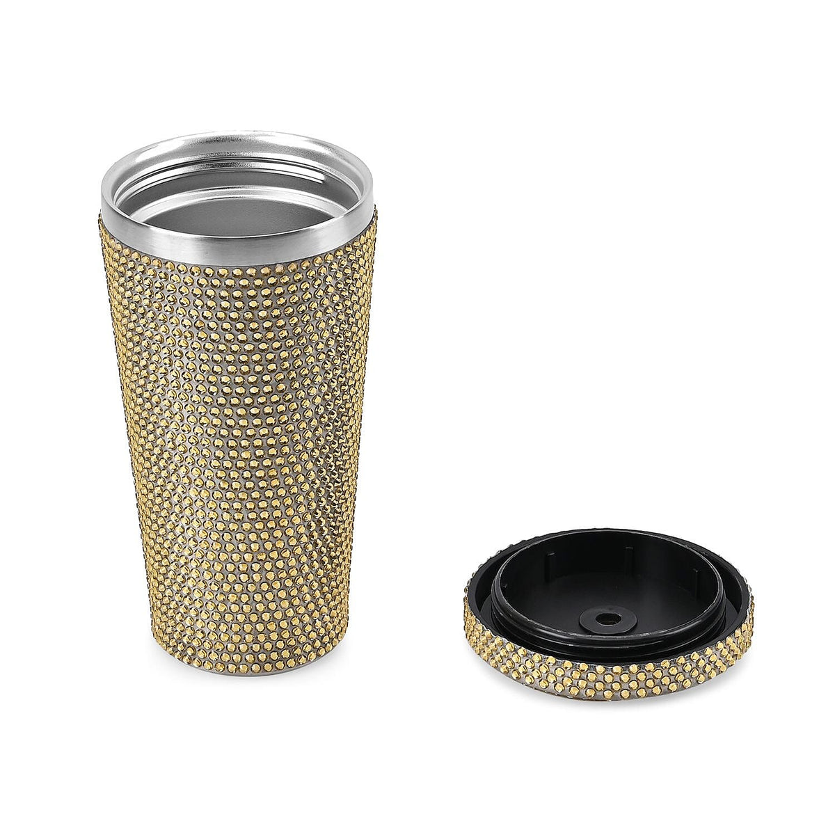 Crystal Encrusted Stainless Steel Insulated Cup with Straw &amp; Lid (Capacity 18oz) - Champagne 7585806 3