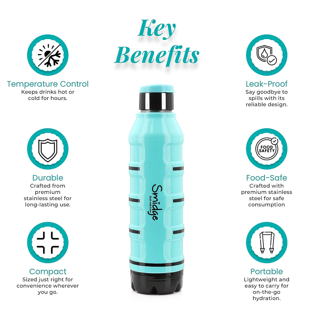 Set of 2 Wave Warm - Cold Insulated Stainless Steel Bottle Leak Proof - Blue 700 ML 7727111 4