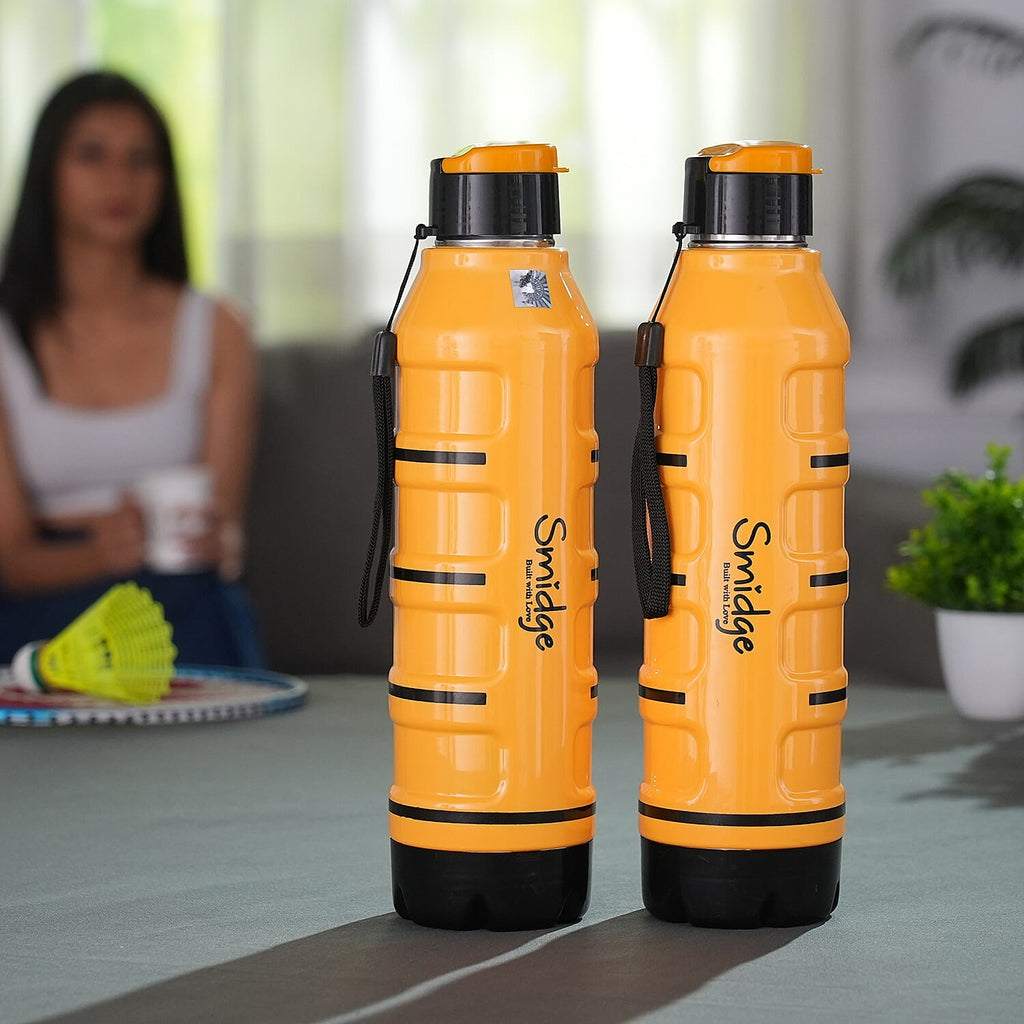 Water Bottle (Size 7x7x29 cm) - Orange & Blue