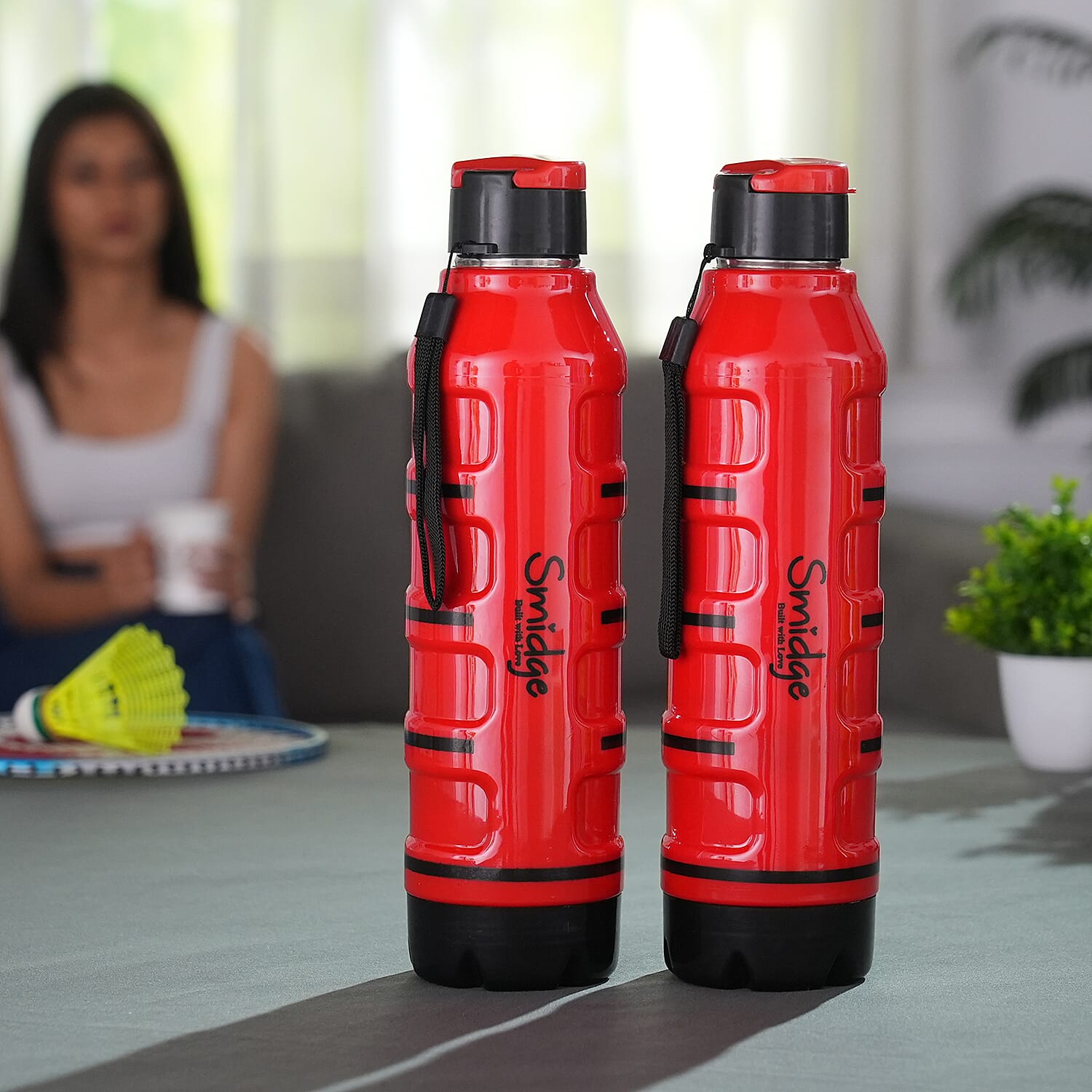Set of 2 Wave Warm - Cold Insulated Stainless Steel Bottle Leak Proof - Red 700 ML 7729554 2
