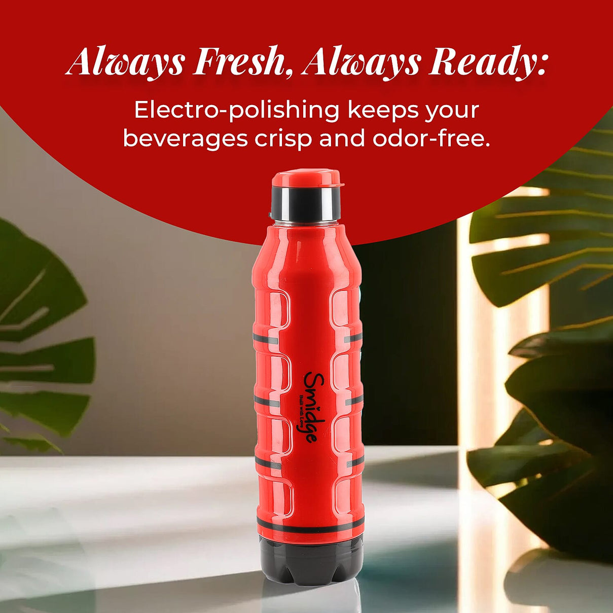 Set of 2 Wave Warm - Cold Insulated Stainless Steel Bottle Leak Proof - Red 700 ML 7729554 3