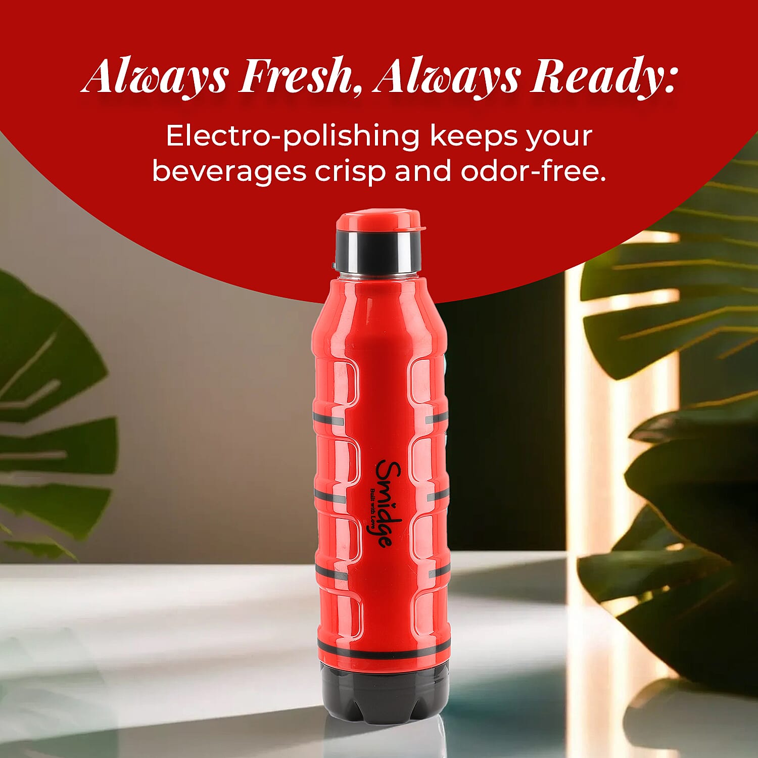 Set of 2 Wave Warm - Cold Insulated Stainless Steel Bottle Leak Proof - Red 700 ML 7729554 3