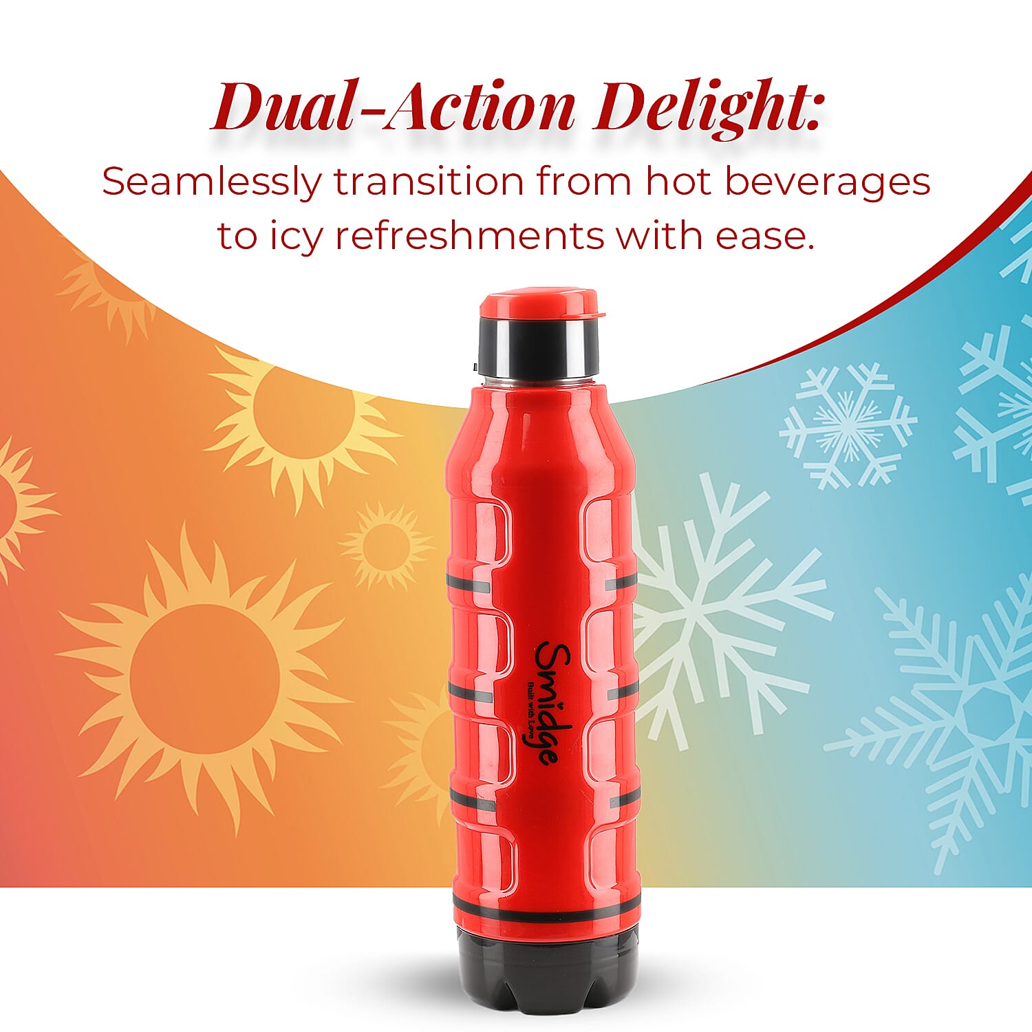 Set of 2 Wave Warm - Cold Insulated Stainless Steel Bottle Leak Proof - Red 700 ML 7729554 6
