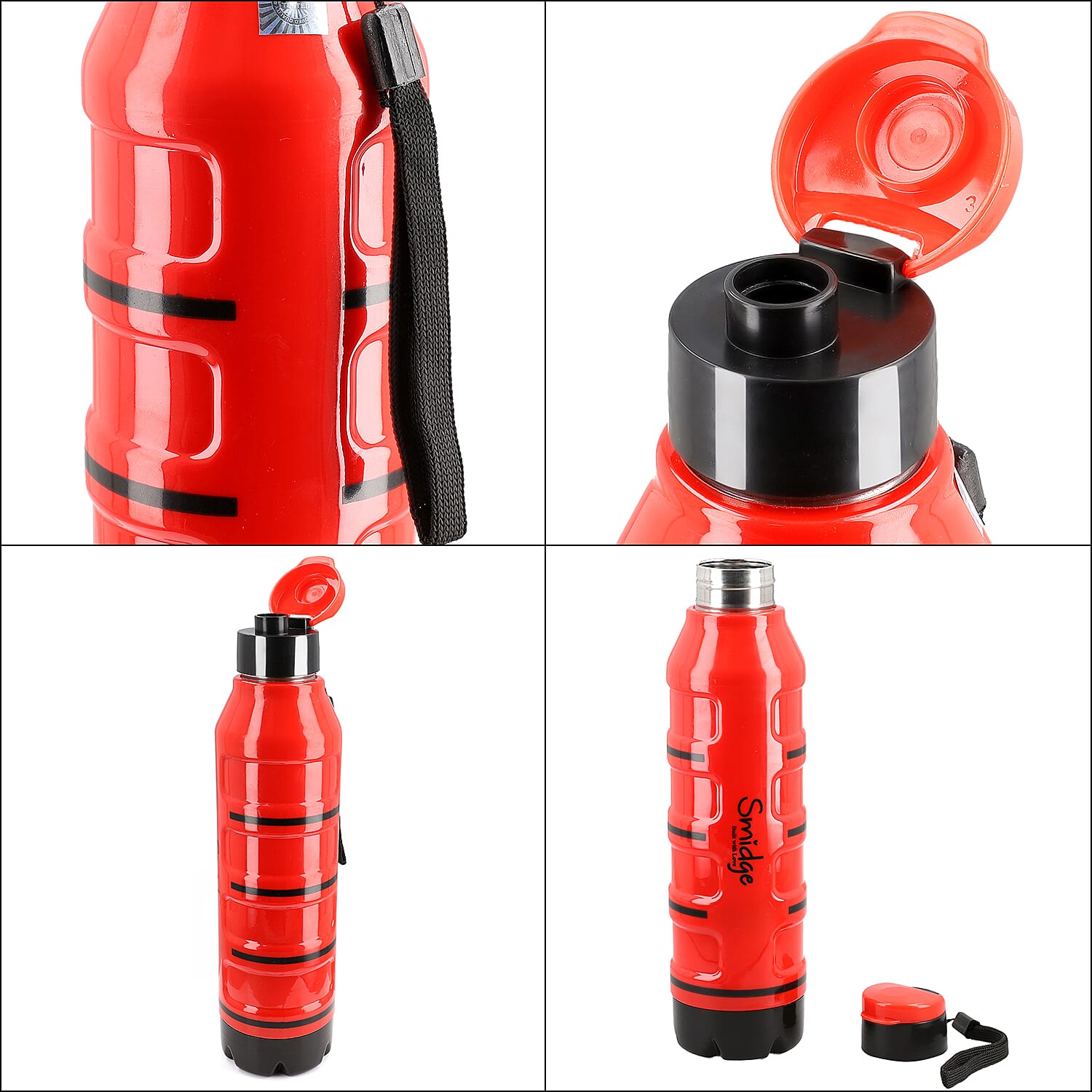 Set of 2 Wave Warm - Cold Insulated Stainless Steel Bottle Leak Proof - Red 700 ML 7729554 7