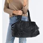 Duffle Bag- 3 slip pockets and 1 zip pocket - Water Repellent Multipurpose - Black