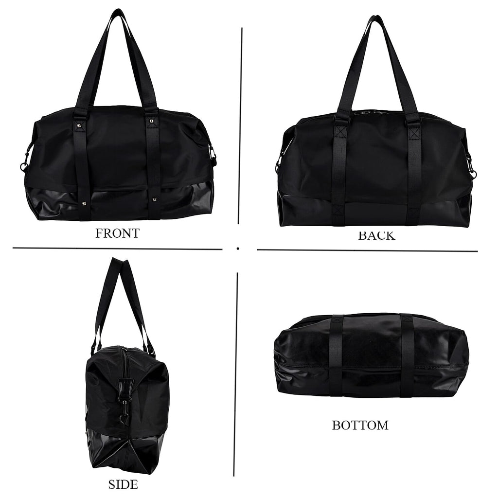 Duffle Bag- 3 slip pockets and 1 zip pocket - Water Repellent Multipurpose - Black