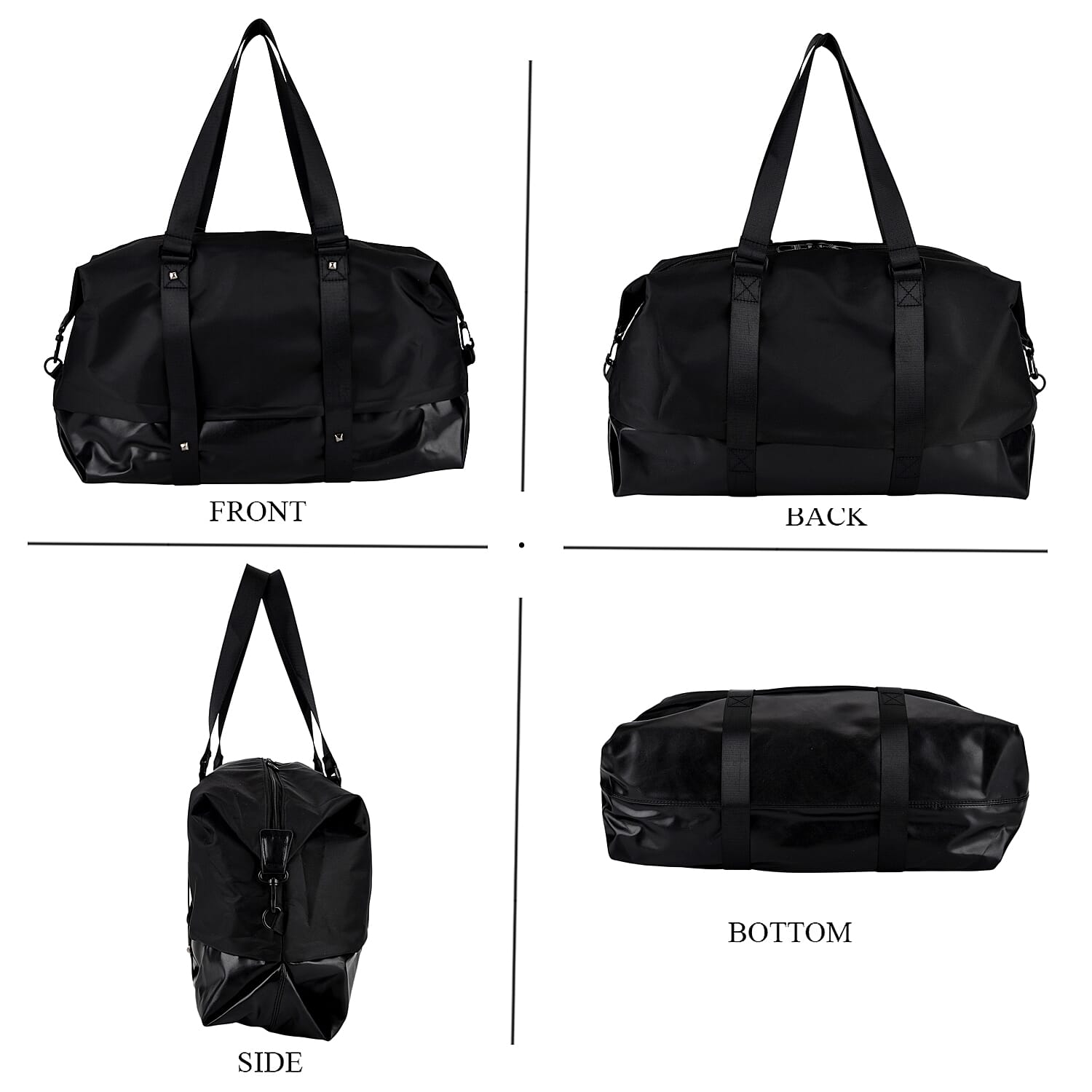 Duffle Bag- 3 slip pockets and 1 zip pocket - Water Repellent Multipurpose - Black V32517980 5