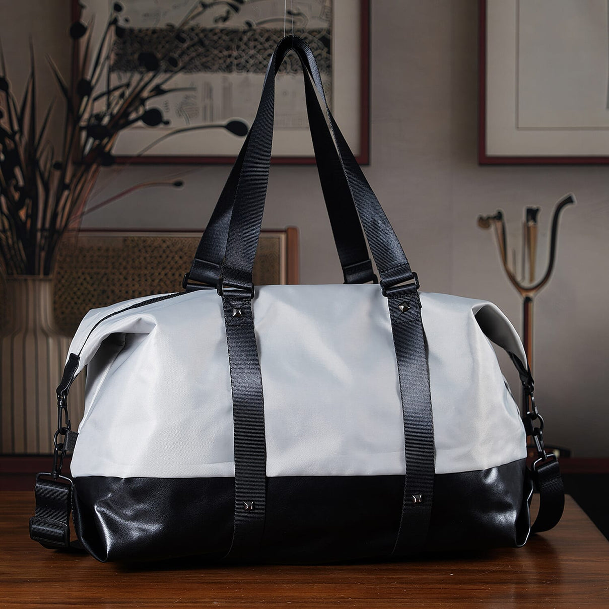 Duffle Bag- 3 slip pockets and 1 zip pocket - Water Repellent Multipurpose - Grey 7689186 2