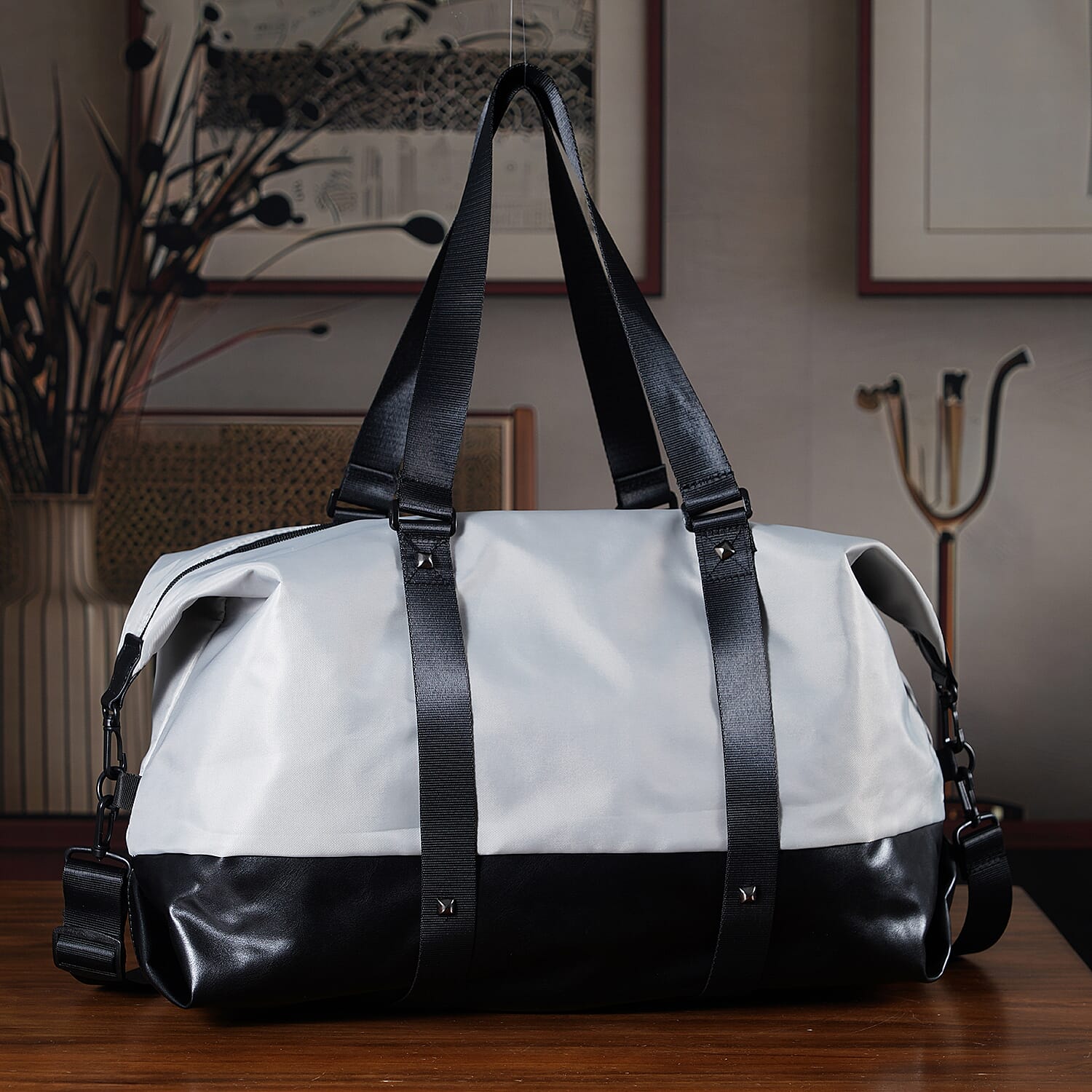 Duffle Bag- 3 slip pockets and 1 zip pocket - Water Repellent Multipurpose - Grey 7689186 2