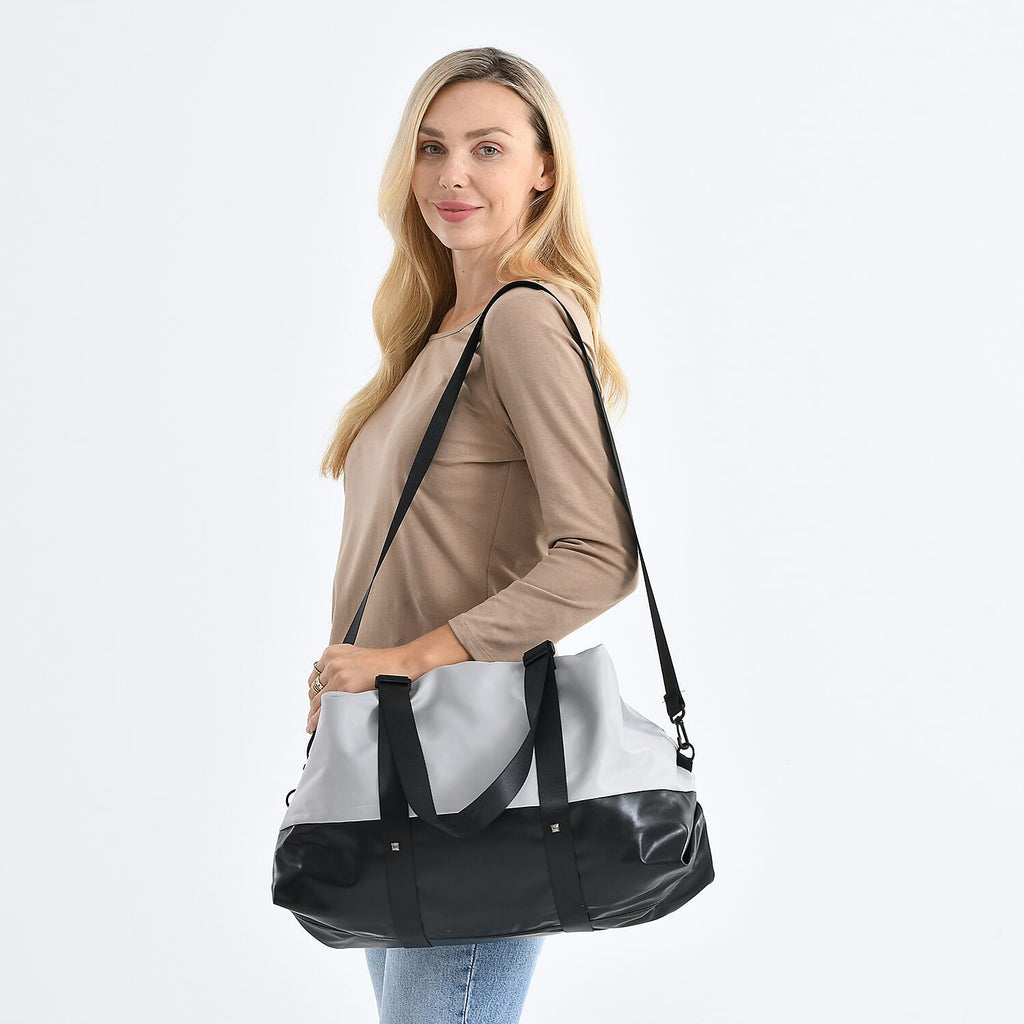 Duffle Bag- 3 slip pockets and 1 zip pocket - Water Repellent Multipurpose - Grey