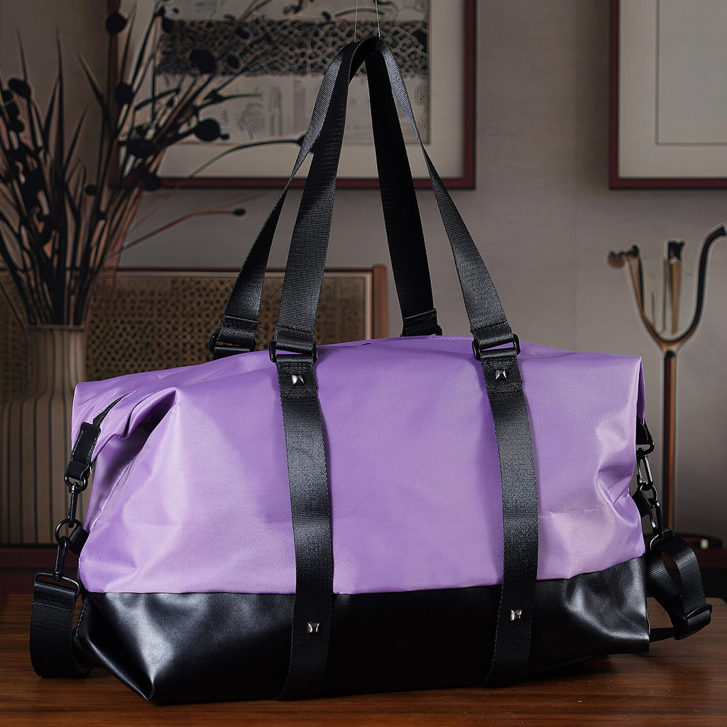 Duffle Bag- 3 slip pockets and 1 zip pocket - Water Repellent Multipurpose - Lilac