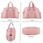 Water Repellent Pleated Travel Dufflle Bag - Light Pink