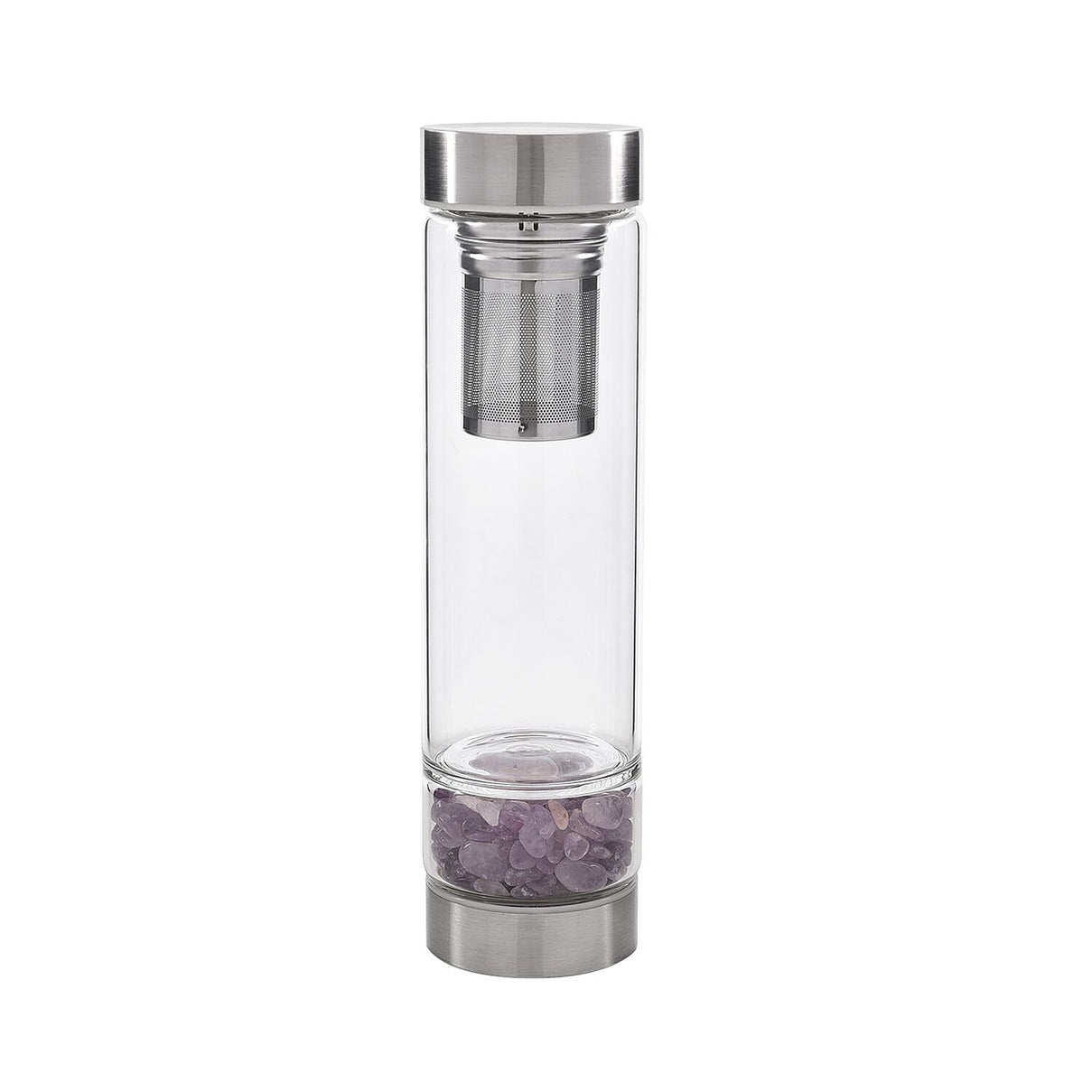 Water bottle with Crystal Stone - Infuser (450ml) - Amethyst (with Grey Cup Cover) 8927117 0