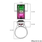 Bi-Colour Tourmaline Quartz Solitaire Ring in Platinum Overlay Sterling Silver 13.11 Ct