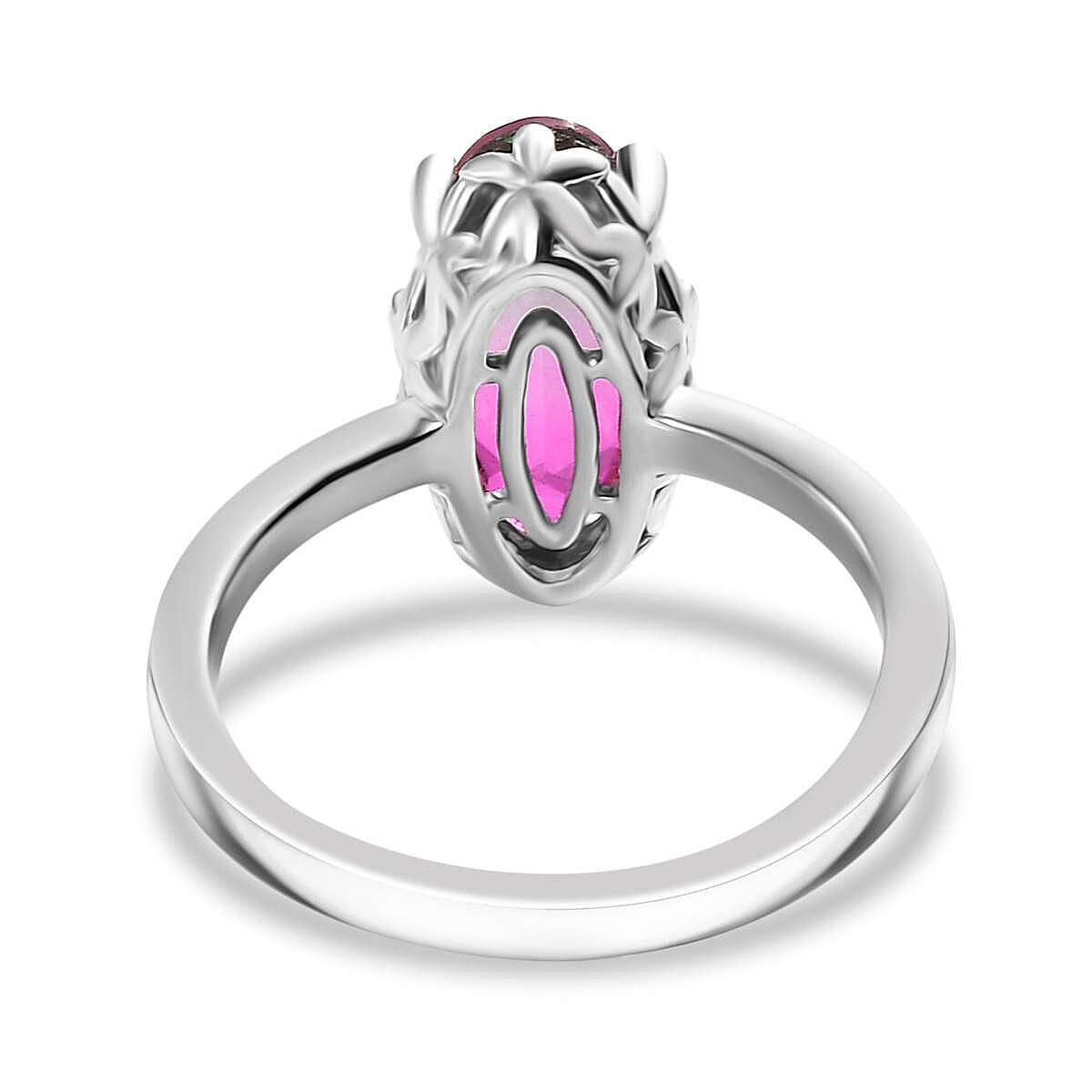 Watermelon Triplet Quartz Solitaire Ring in Platinum Overlay Sterling Silver 2.23 Ct. 7976381 4