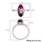 Watermelon Triplet Quartz Solitaire Ring in Platinum Overlay Sterling Silver 2.235  Ct.
