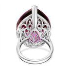 Watermelon Quartz Triplet Solitaire Ring in Rhodium Overlay Sterling Silver 36.99 Ct, Silver Wt.5.40 Gms.