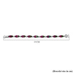 Watermelon Quartz Triplet Tennis Bracelet (Size - 7) with GB Lock Box in Rhodium Overlay Sterling Silver 22.66 Ct, Silver Wt.12.42 Gms.