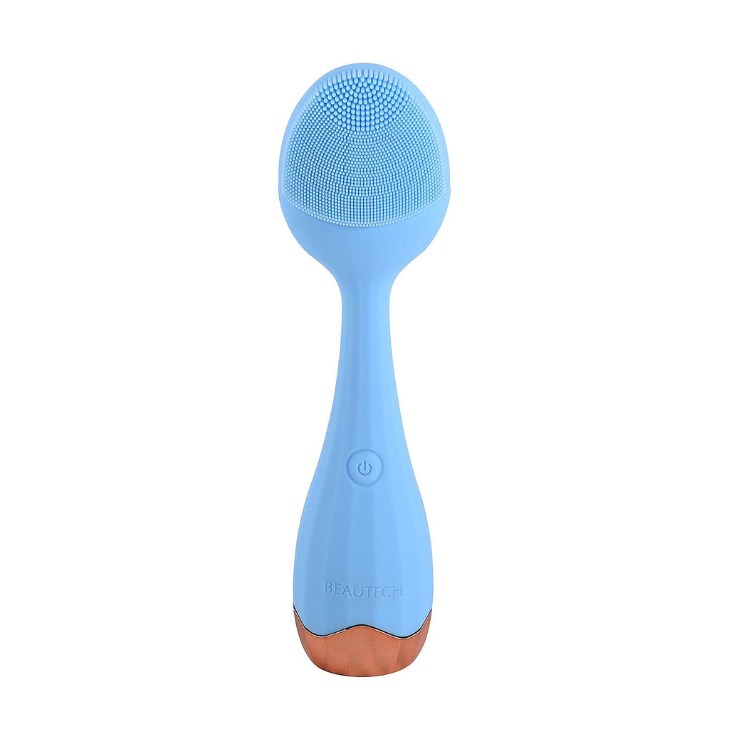 Waterproof Silicone Facial Cleansing Brush - Light Blue (With 4 Speeds - USB Charger)