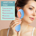 Waterproof Silicone Facial Cleansing Brush - Light Blue (With 4 Speeds - USB Charger)