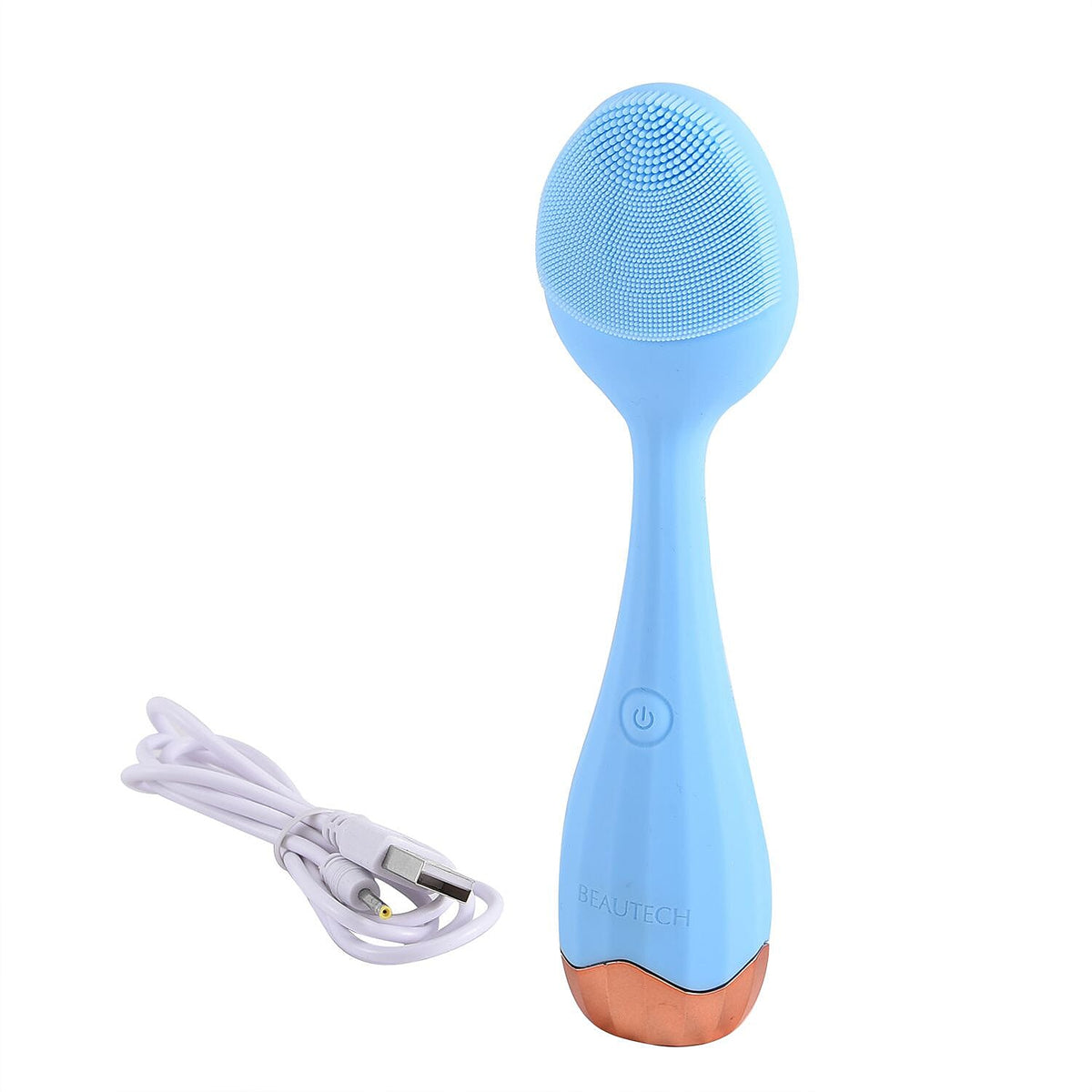 Waterproof Silicone Facial Cleansing Brush - Light Blue (With 4 Speeds - USB Charger) 7073836 8