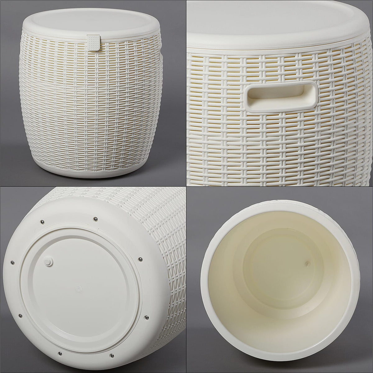 Weatherproof Patio Furniture Ice Bucket  with Lid and Handle in White 3717875 7