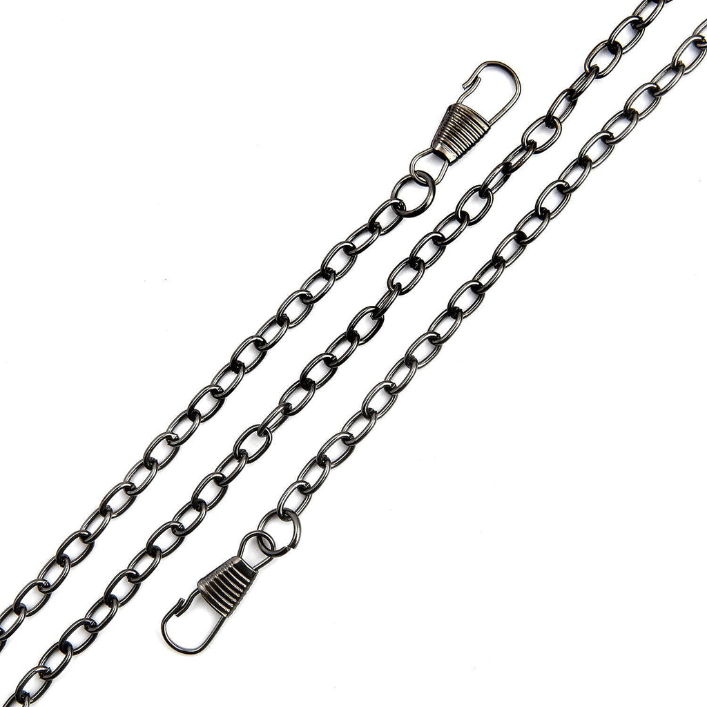 Weave Pattern Clutch Bag with Shoulder Metal Chain - Black