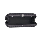 Weave Pattern Clutch Bag with Shoulder Metal Chain - Black