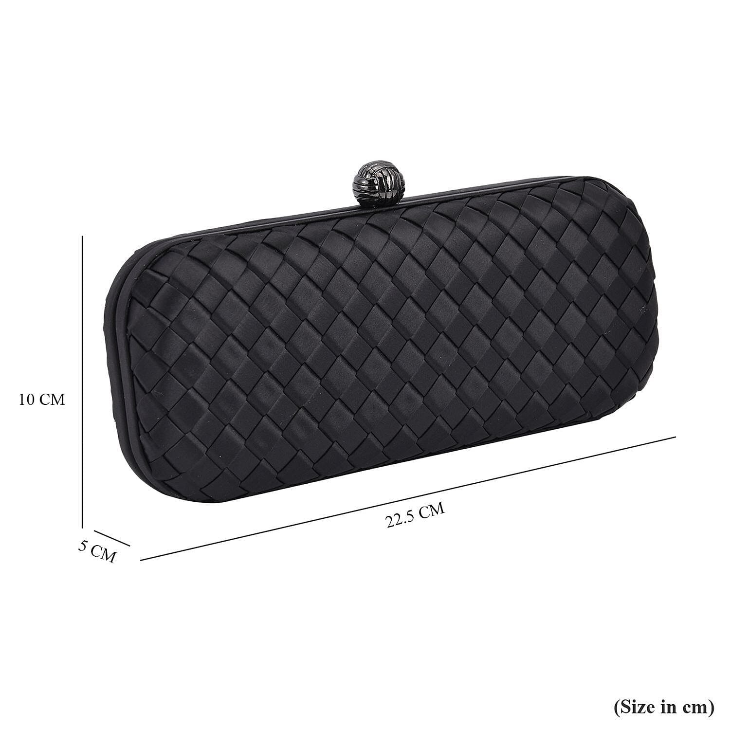 Weave Pattern Clutch Bag with Shoulder Metal Chain - Black 7163915 7
