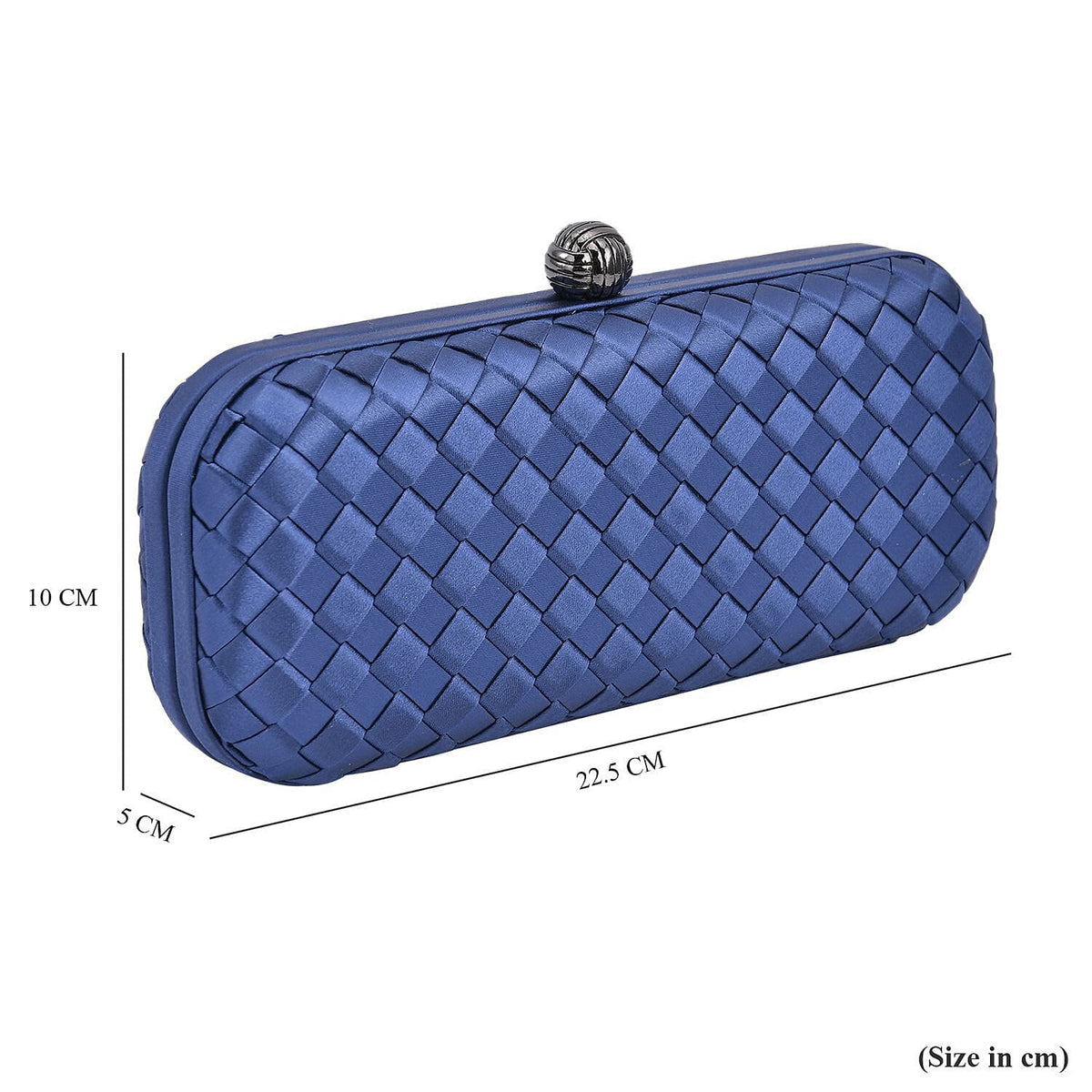 Weave Pattern Clutch Bag with Shoulder Metal Chain - Navy 7163914 6