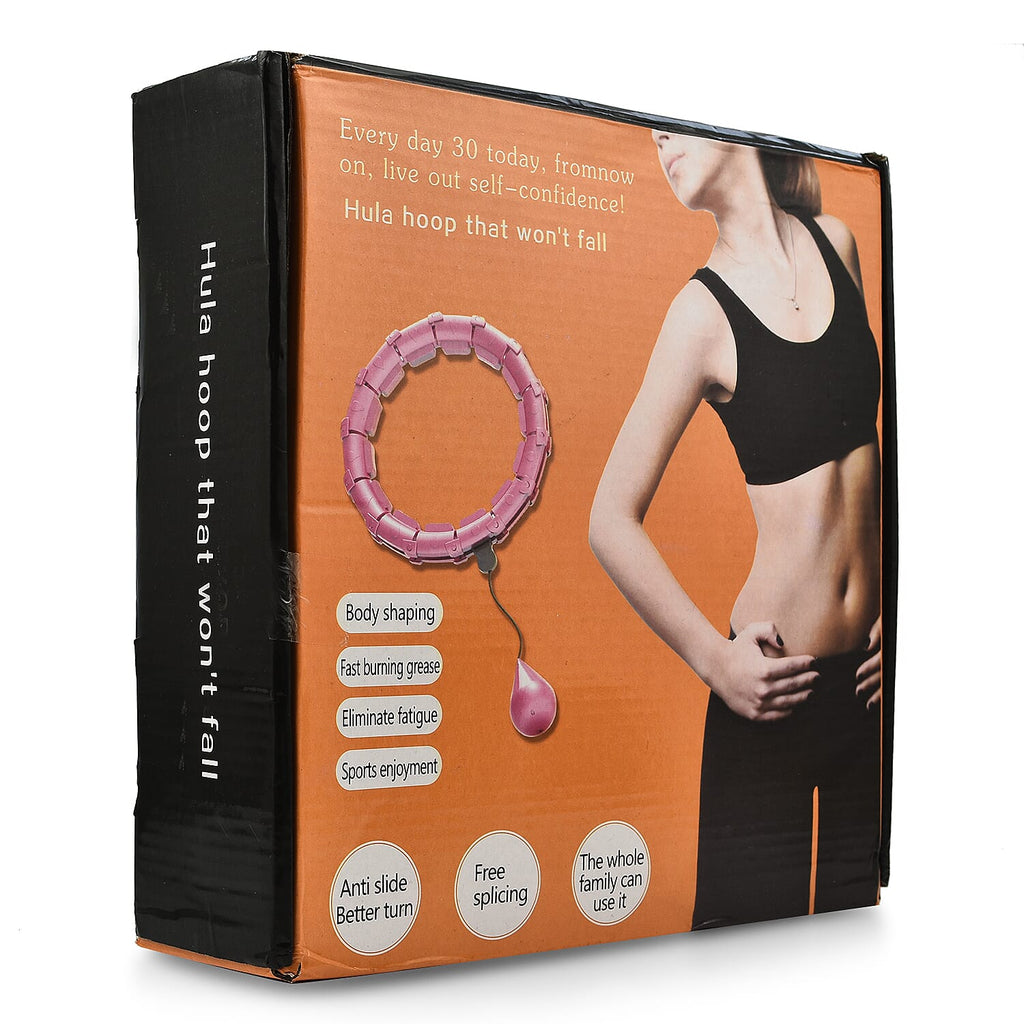 Weighted Smart Hula Ring Hoops with 360 Auto Rotation Massage - Pink