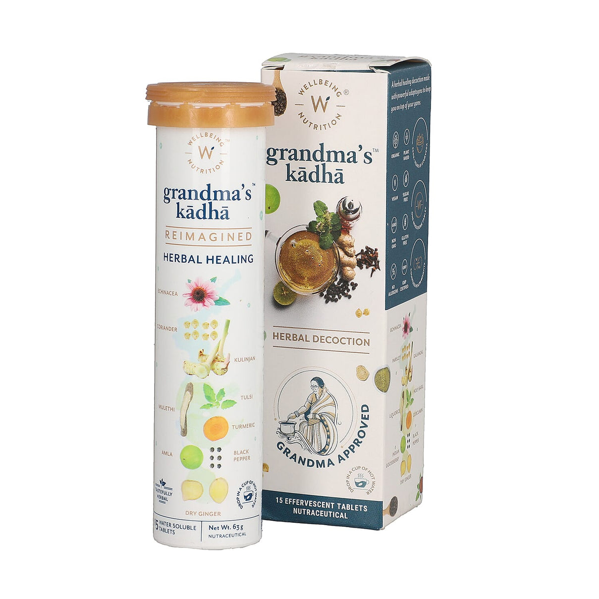 Wellbeing Nutrition Grandma Kadha Tube of 15 Effervescent Tablets 6089620 0