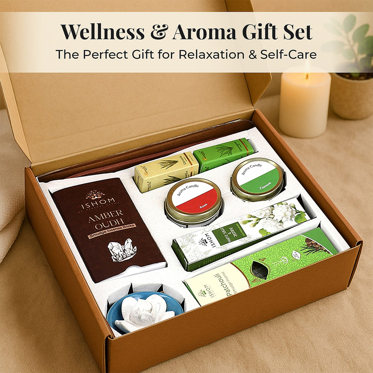 Wellness &amp; Aroma Gift Set- Room Spray, Dual Aroma Oils, Ceramic Burner &amp; Incense Stick and Holder 8041337 2