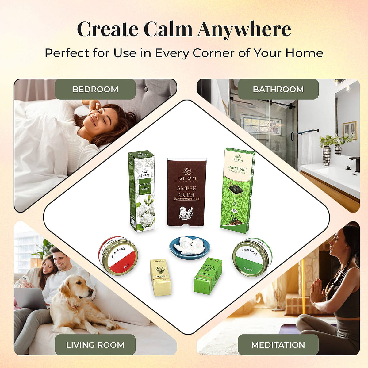 Wellness &amp; Aroma Gift Set- Room Spray, Dual Aroma Oils, Ceramic Burner &amp; Incense Stick and Holder 8041337 4
