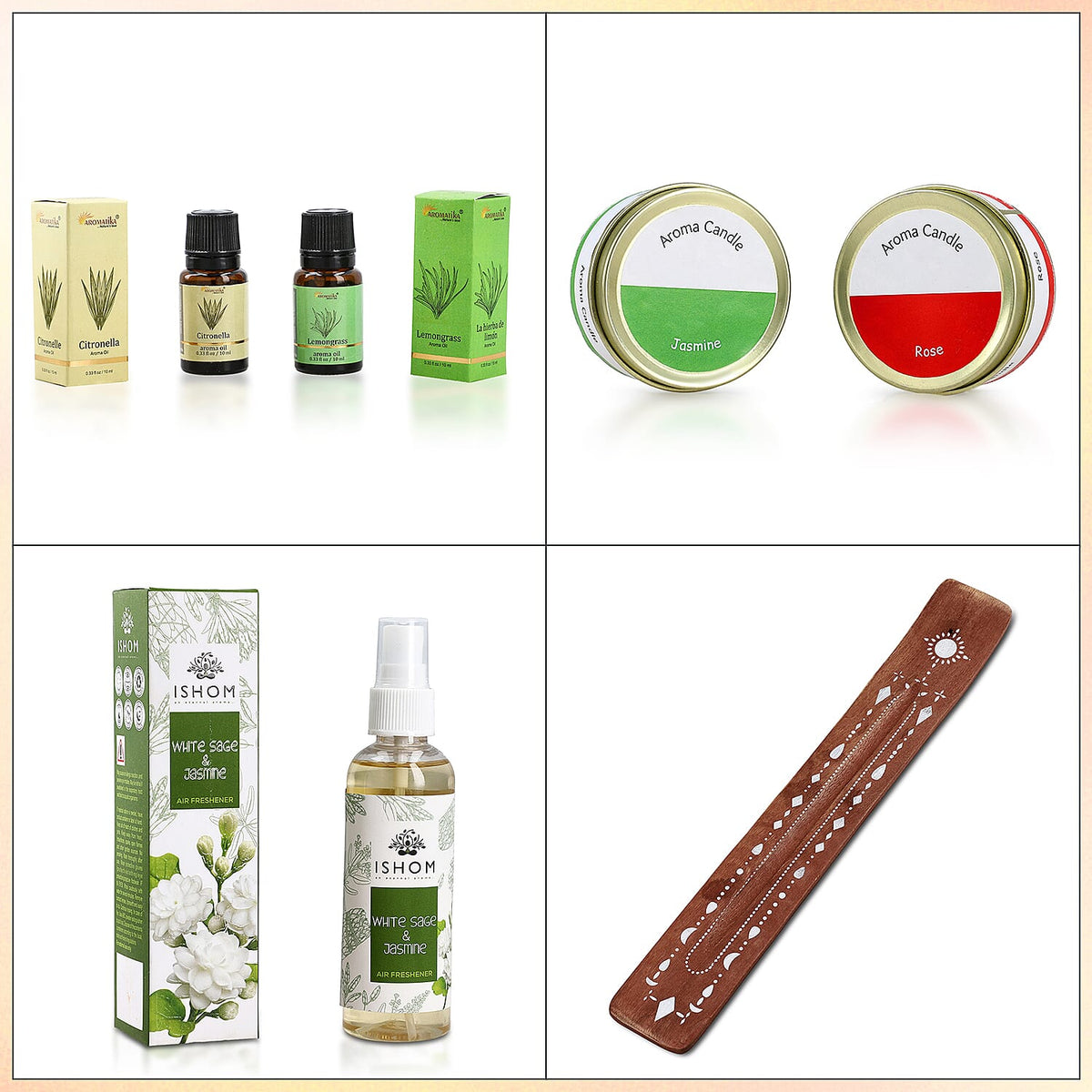 Wellness &amp; Aroma Gift Set- Room Spray, Dual Aroma Oils, Ceramic Burner &amp; Incense Stick and Holder 8041337 7