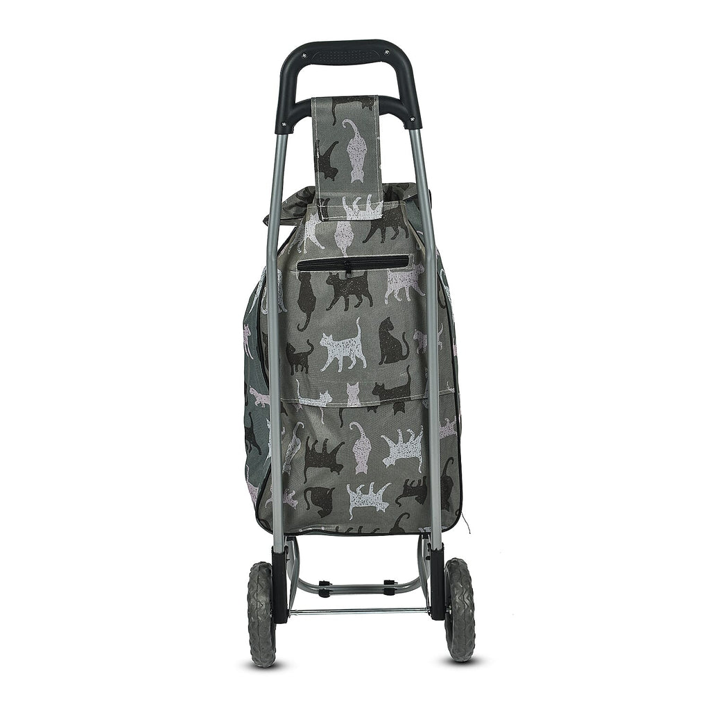 50L Huge Capacity Shopping Trolley on Wheels Shopping Cart for Groceries Wheel- Cat